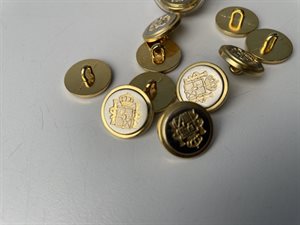 Metalknap - våbenskjold i "guld", 17 mm